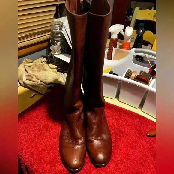 Vintage Italian Butter Soft Pebbled Leather Riding Boots Womens Sz 9 - Picture 2 of 9